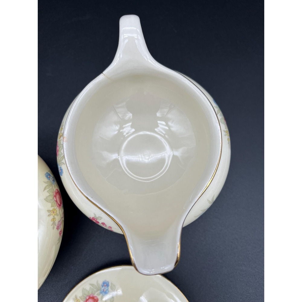 Creamer and Sugar Bowl Set Dresden Homer Laughlin Eggshell Nautilus - Picture 16 of 17